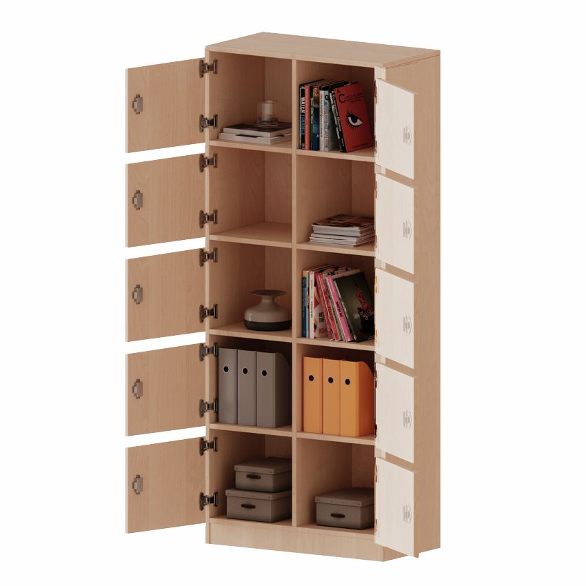 Schließfachschrank zweitürig 5 OH, Briefschlitze, 4 Dekore